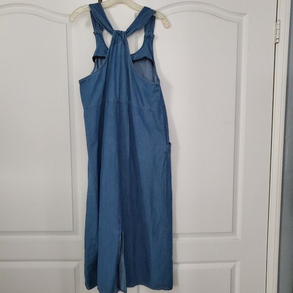 The VERMONT COUNTRY STORE womens Sz M. Denim Jumper DRESS lagenlook. Vintage - Picture 2 of 10